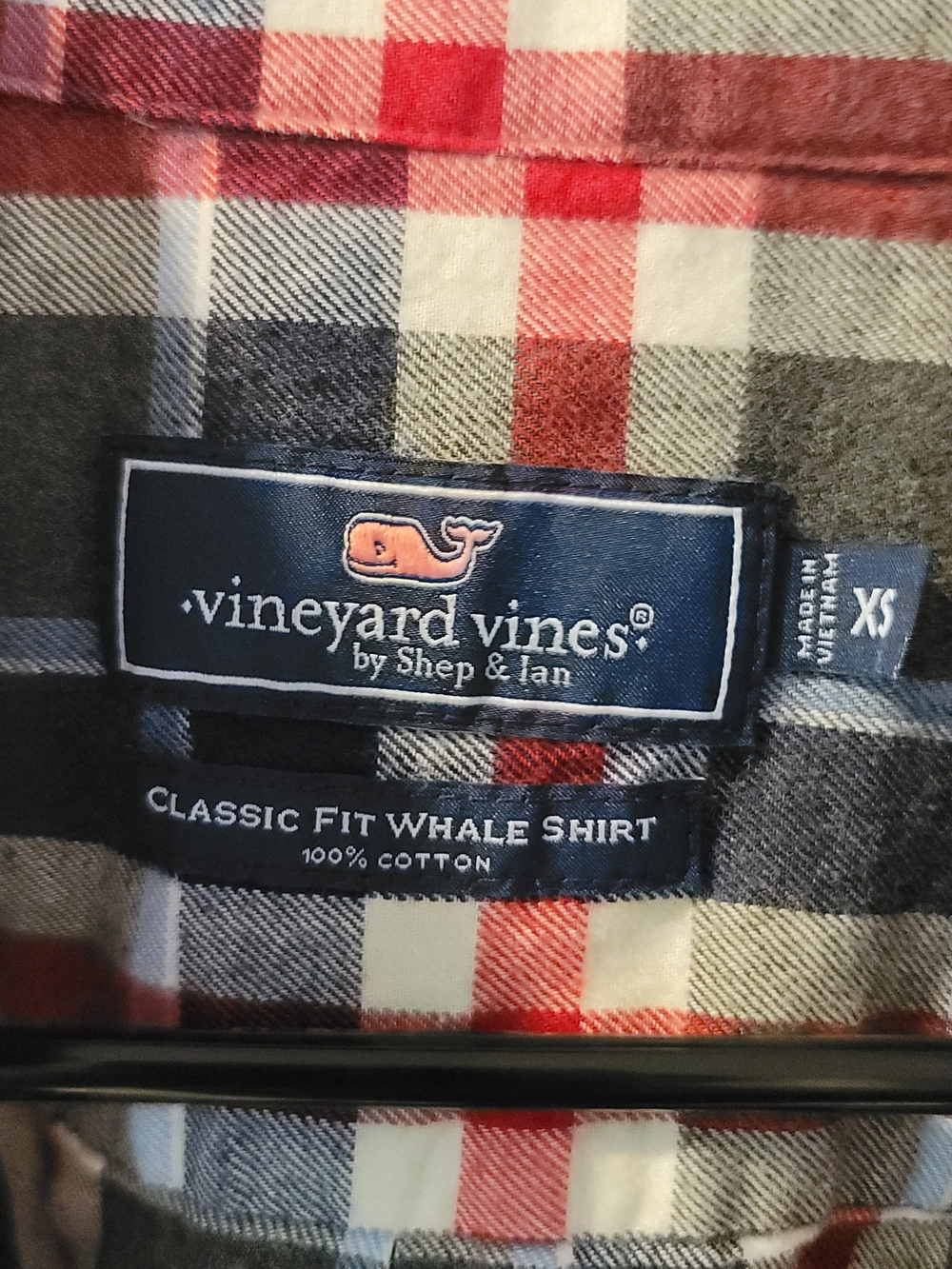 VINEYARD VINES Classic Fit Whale Shirt Button Down Navy Blue Red Men's Size XS - Picture 3 of 10